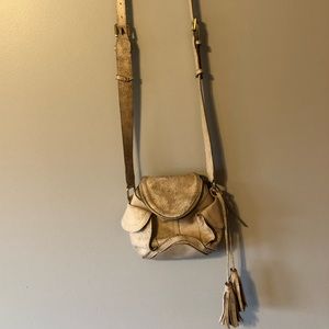 Cream distressed Latico crossbody purse